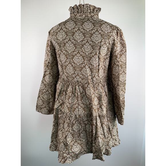 Hyacinth House Tuckernuck Moss Printed Russell Ruffle Collar Mini Dress - Picture 3 of 14